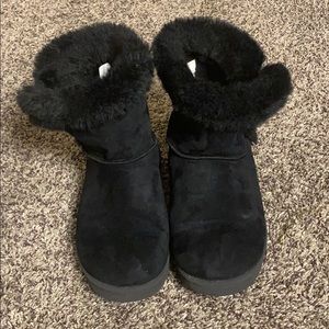 Black Suede and Fur Boots